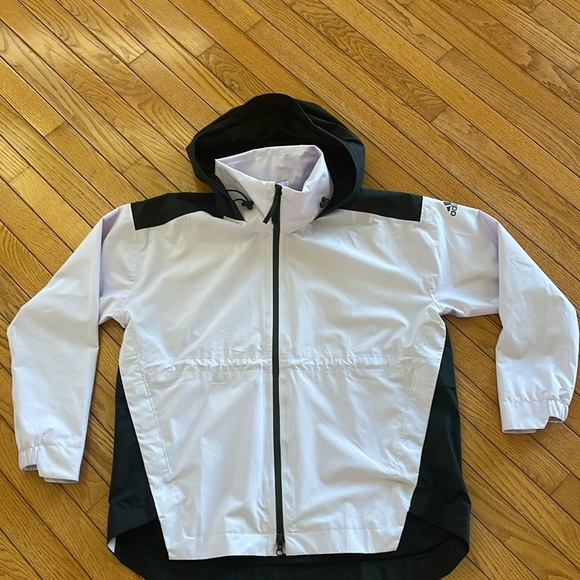 Adidas women’s waterproof jacket in lilac and navy blue size medium - Picture 2 of 9